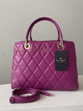 Kate Spade Rose Pink Quilted Leather Carey Sullivan Satchel Shoulder Bag NWT